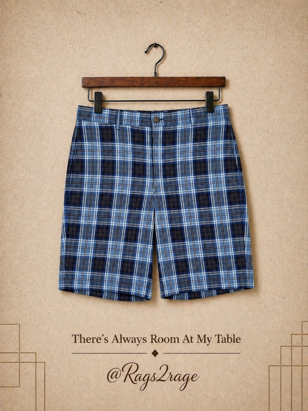 Daniel Cremieux Plaid Shorts Mens 36 Flat Front Cotton Navy Blue